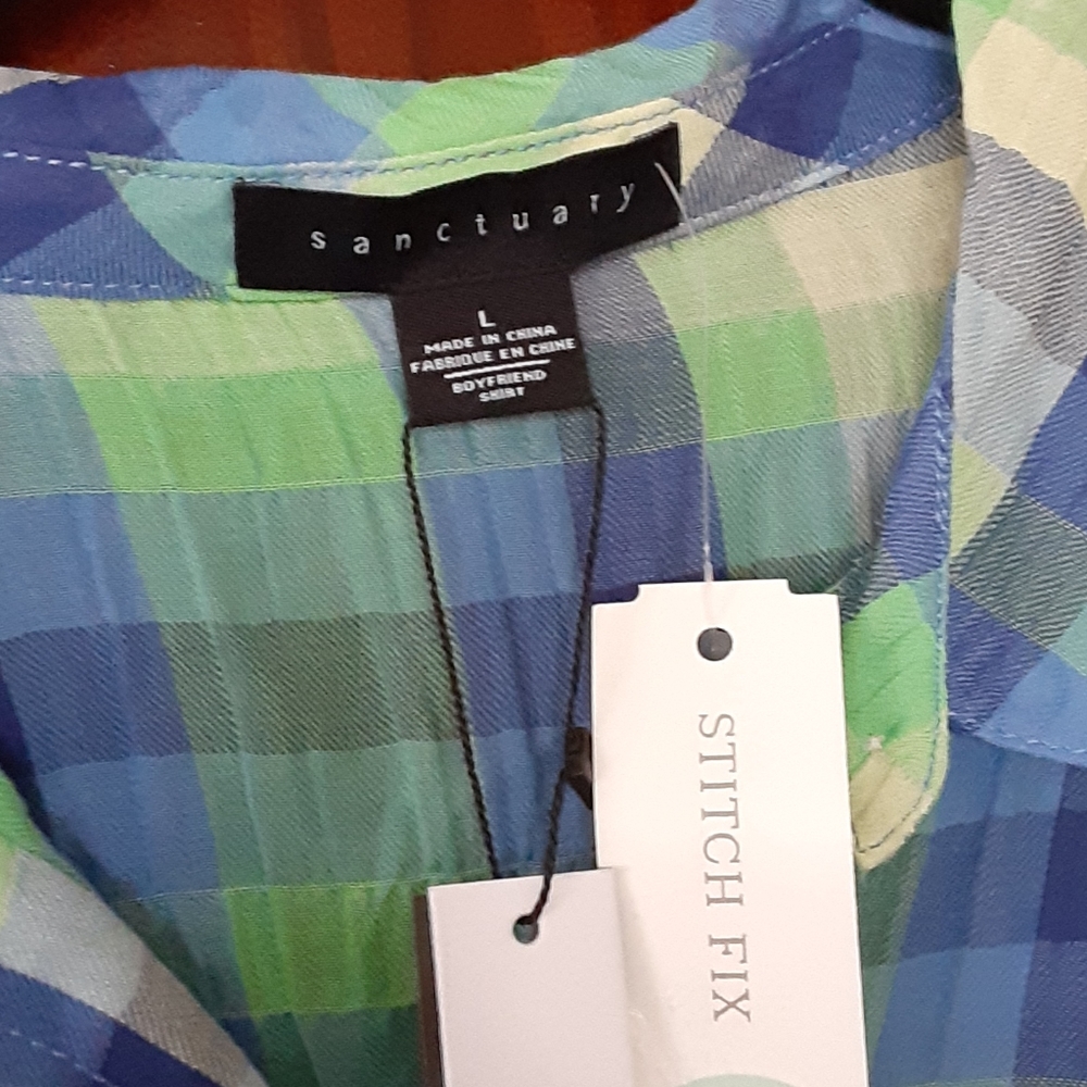 NWOT Sanctuary Boyfriend Multi-Plaid & Colorful Shirt Size large